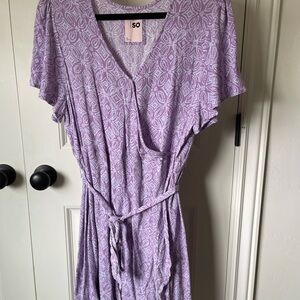 Lavender Patterned Wrap Dress